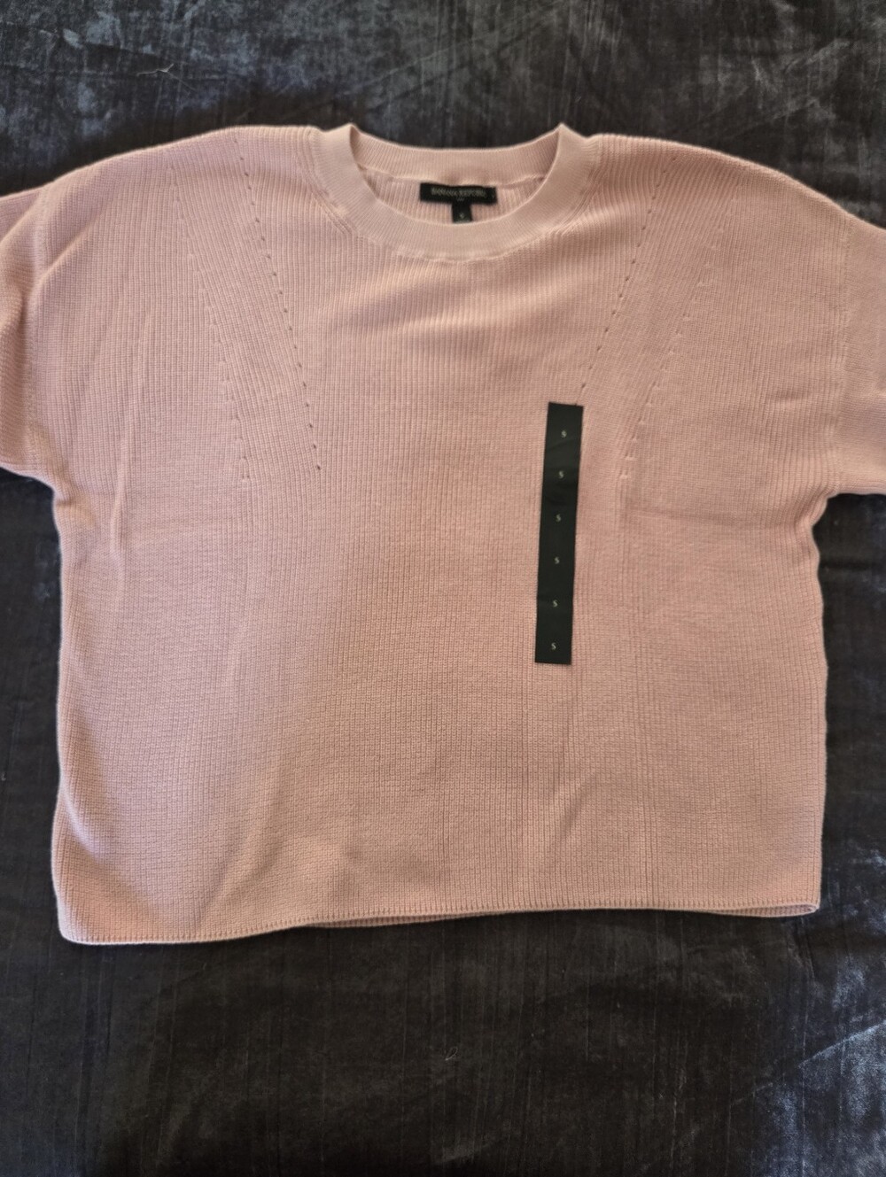 NWT Banana Republic Dusty Rose Cotton Cropped Wide Sleeve Sweater S